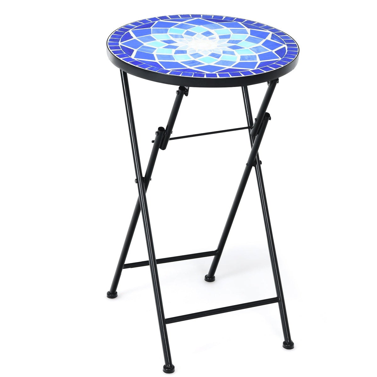 Mosaic plant stand on a white background