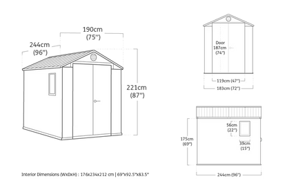 Darwin Shed 6x8ft - Grey