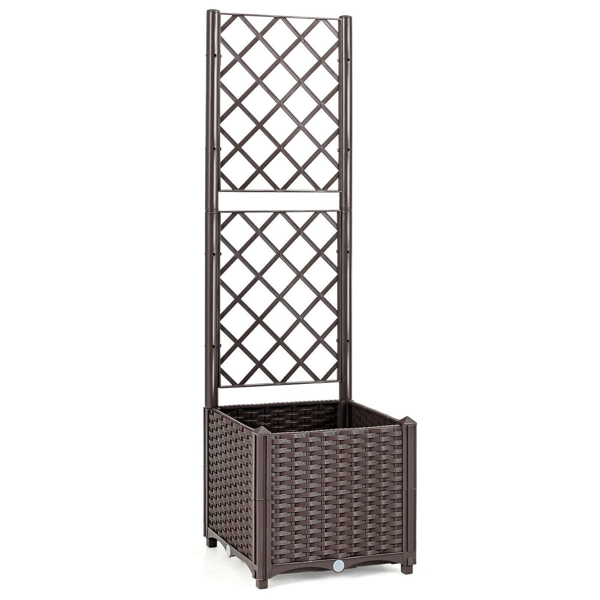 Raised Garden Bed with Trellis and Self-Watering Base