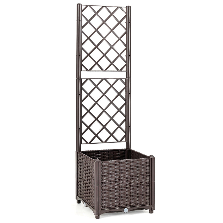 Raised Garden Bed with Trellis and Self-Watering Base